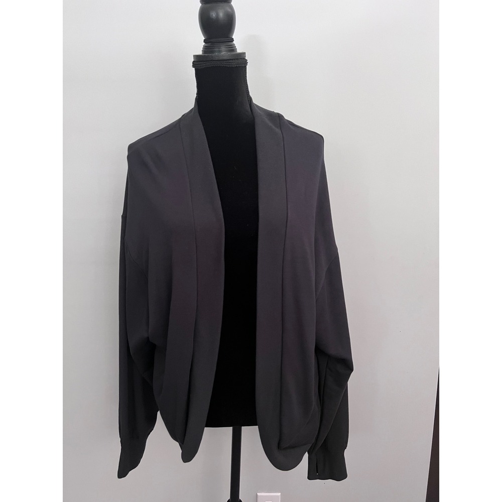 All In Motion Women Black Cocoon Open Front Cardigan Thumbhole Athleisure Medium